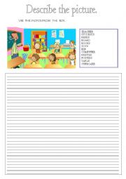 English Worksheet: Classroom vocabulary - describe a picture.