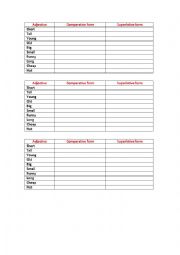 English Worksheet: comparative and superlative