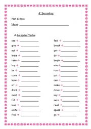 English Worksheet: Past Simple test