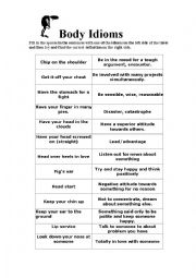 English Worksheet: Body Idioms