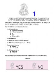 English Worksheet: tools for building sentences