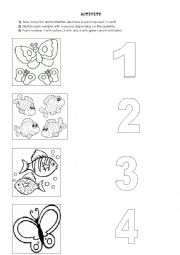 English Worksheet: Numbers 1 to 4