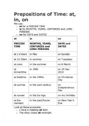 English Worksheet: PREPOSITIONS ON, IN, AT