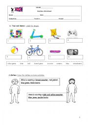 English Worksheet: Toys and Clothes