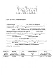 English Worksheet: Ireland Cloze