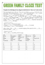 Green Family Cloze Test