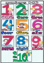 English Worksheet: numbers 1-10 poster