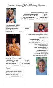 English Worksheet: Greatest Love of All by Whitney Houston