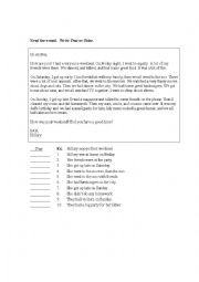 English Worksheet: Reading comprehesion for past tense