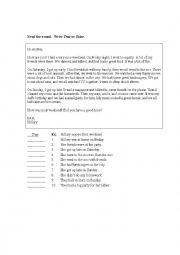 English Worksheet: Reading comprehesion for past tense