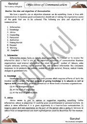 English Worksheet: Objectives of Business Communication