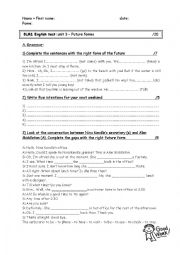 English Worksheet: The future ( Present continuous, going to, will / wont ) - Test