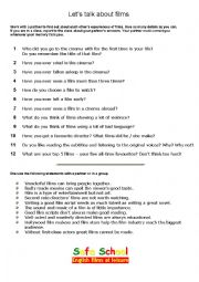 English Worksheet: Lets talk about films