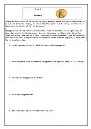 English Worksheet: Sacagawea Reading