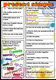 English Worksheet: present simple (key included)