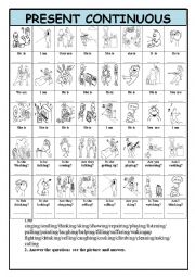 English Worksheet: Present continuous with pronouns