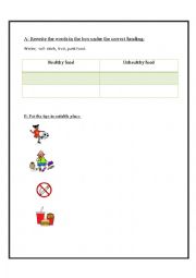 English Worksheet: healthy food