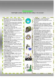 English Worksheet: Vocabulary relating to environment 