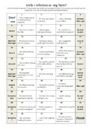 English Worksheet: Verbs followed by infinitive or -ing form