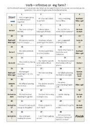 Verbs followed by infinitive or -ing form