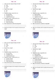 English Worksheet: Sleep presentation quiz