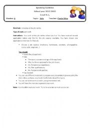 English Worksheet: Speaking guideline PART 1