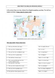 English Worksheet: Kids from the English speaking world