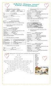 English Worksheet: MORE THAN THIS (One Direction)