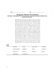 4th Grade words    Wordsearch, Mutiplechoice, Word Guide