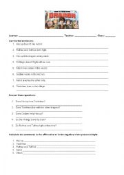 English Worksheet: Simple present affirmative, negative and questions