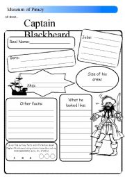 English Worksheet: Captain Blackbeard Fact File