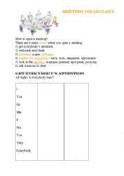 English Worksheet: meetings