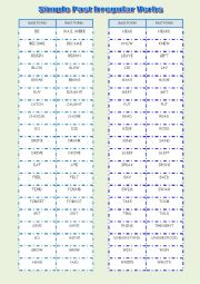 SIMPLE PAST LIST OF IRREGULAR VERBS