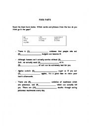 English Worksheet: Some Food Facts