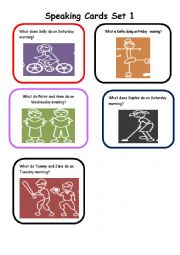 Stick people- SPEAKING CARDS FOR SIMPLE PRESENT AND PRESENT CONTINUOUS (Set 1)