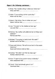 English Worksheet: reported speech