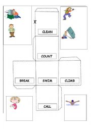 English Worksheet: Cube verbs for Kids