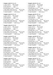 prepositions in, on, at