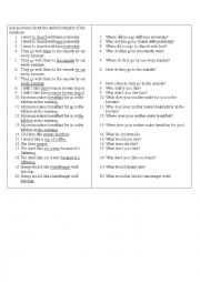 English Worksheet: Questions about different parts of speech