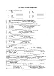 English Worksheet: Present Progressive Activity