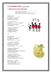 English Worksheet: song its raingin men