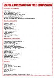 English Worksheet: USEFUL EXPRESSIONS FOR FREE COMPOSITION, YOLANDA