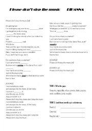 English Worksheet: RIHANNA- Please dont stop the music