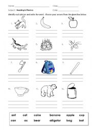 English Worksheet: Phonics A-C