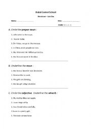 English Worksheet: Common and proper nouns