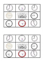 English Worksheet: telling the time  bingo 1