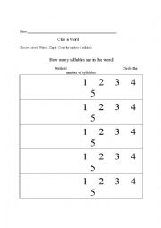 English Worksheet: Syllables