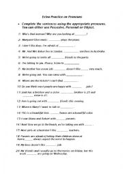 English Worksheet: Pronouns