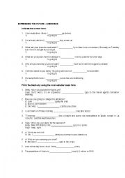 English Worksheet: Future exercises