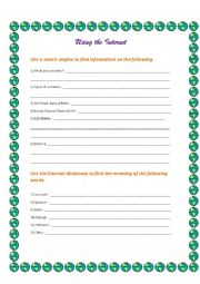 English Worksheet: Using the Internet